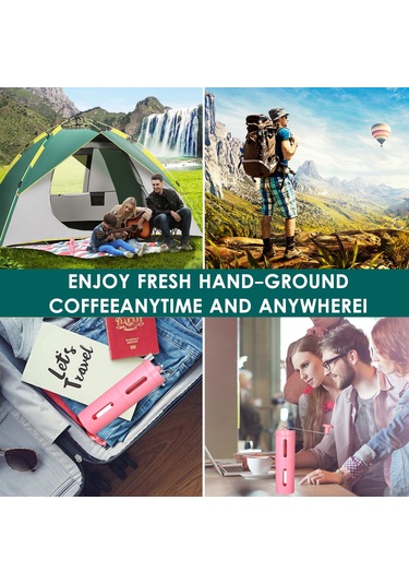 Yaleker El İle Dönen Fincan Kahve Değirmeni - Farklı Zeytinyağlı Bileşenler İçin İnce-orta-kalın Ayarlanabilir Değiştirilebilir Koluyla Pembe