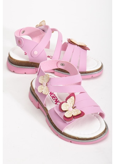 Dilimler Ayakkabı Şirin Genç Ortopedik Kelebek Pembe Kız Çocuk Sandalet-4143