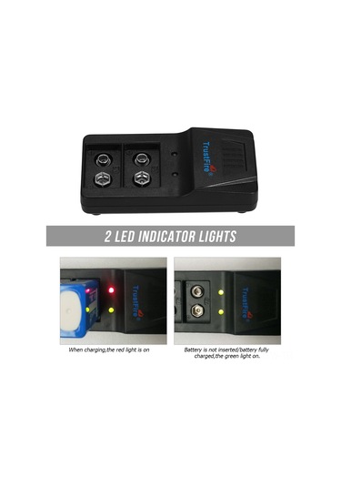 Tenfowee 9v Şarj Edilebilir Pil Şarj Cihazı, 2 Adet Pil İçin, Sabit Akım, Led Göstergesi, Usb Girişli, Ev Ve Seyahat İçin