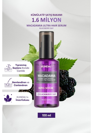 Kuru Ve Yıpranmış Saçlara Onarıcı Bakım Serumu Kundal Macadamia Ultra Hair Serum Blackberry Bay