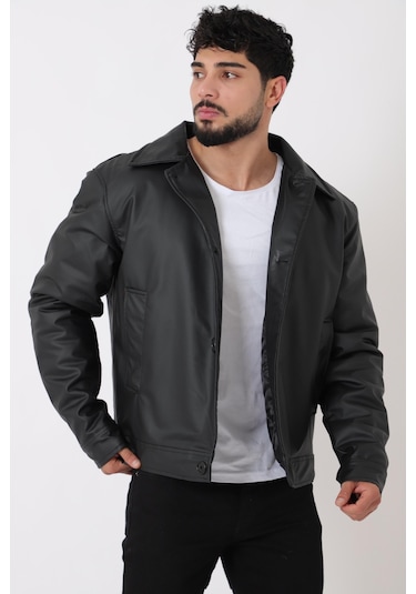 Stilkombin Oversize Düğmeli Suni Deri Kışlık Mont Bl 1851 50457 Siyah