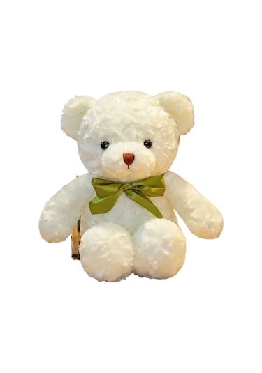 Turki Teddy Ayı Plush Toy Renkli Pillow 50cm Beyaz Çiçek Papyon