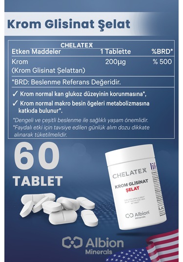 Chelatex Krom Glisinat Takviye Edici 60 Tablet