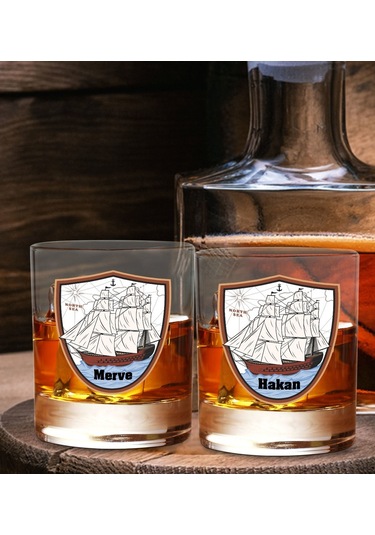 Bk Gift Kişiye Özel İsimli Dtf Kaptan Tasarımlı İkili Viski Kadeh Seti-5, Arkadaşa Hediye, Sevgiliye Hediye Kobitmeyencom30420 Bk Gift