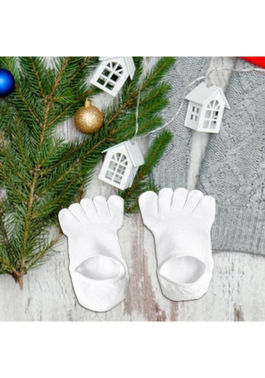 Homyl Koşu Sporları Için Beş Parmak Çorap Hafif Kaymaz İnce Beyaz