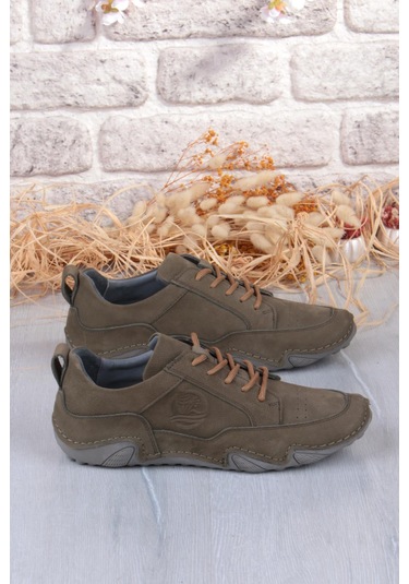 Mehmet Mete 42325 Comfort Rahat Esnek Hakiki Deri Erkek Ayakkabı Haki