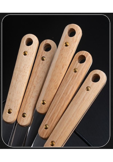 Hanyang Paslanmaz Çelik Spatula Mutfak Eşyaları Ahşap Saplı Spatula Mutfak Pişirme Spatula 304-d Sanded