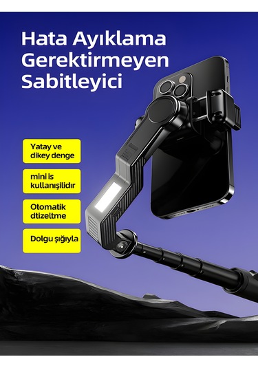 Uzaktan Kumandalı 101cm Led Işıklı Al Tripod Yapay Zeka Destekli Titreşim Engelli Gimbal