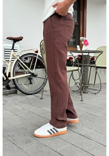 Flaw Müslin Kumaş Baggy Pantalon Kahverengi Kahverengi