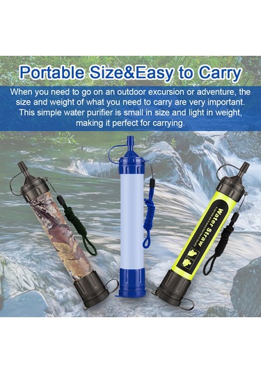 Mufunye Outdoor Fiziksel Filtre Su Arıtma Pipeti - Dağcılık Kamp İçin Sediment Mikroorganizma Temizleyici, 4000l Kapasite, Kolye Tasarımı