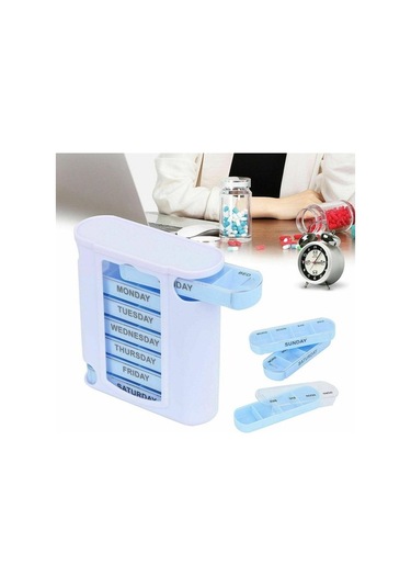 Pazly Yağlar Suntek İlaç Hap Haftalık Düzenleyici Dağıtıcısı Beyaz Beyaz Cb Beyaz