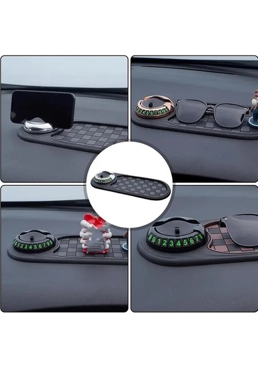 Xuweiwei A-silvery 360 Derece Dönebilir Araç Kaymaz Paspas Telefon Tutucu Ve Otopark Numaraları