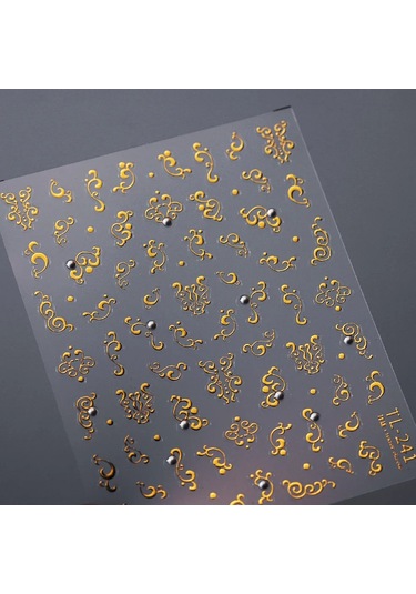 1 Adet Vintage Altın Çiçek Yüksek Kalite 5d Kabartmalı Nail Art Çıkartmaları Nail Art Gravür Dekorasyon Moda Kaymak Tırnak Çıkartmalar Karışık Renkler