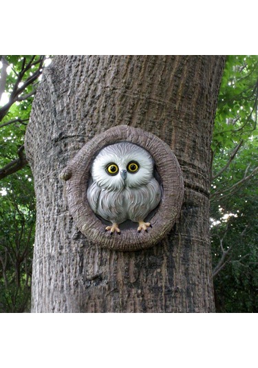 Suntek Reçine Baykuş Heykel Ağacı Süsleme Bahçe Sanatı El