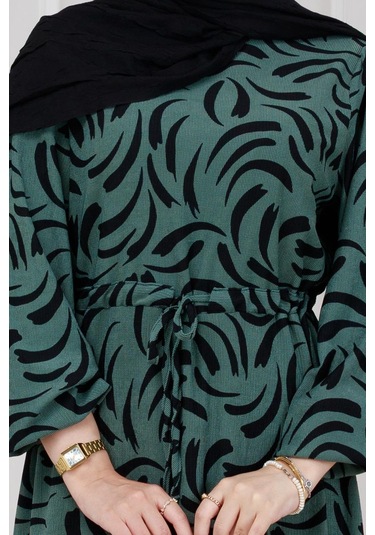 Beli Tünelli Karin Elbise-zümrüt Yeşili-5332 Zümrüt Yeşili