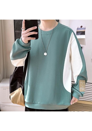 Günlük Yuvarlak Yaka Kazak Yuvarlak Yaka Moda Büyük Beden Erkek Kazak Gri&mavi Gri - Mavi