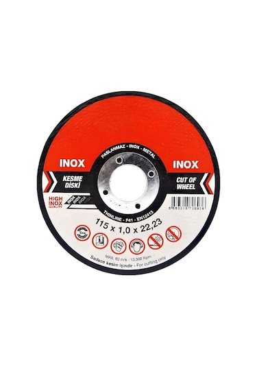 İnox Metal Kesici Kesme Diski 115x1,0x22,23 Mm İnce Taş Spiral Demir Kesici Disk 25 Adet