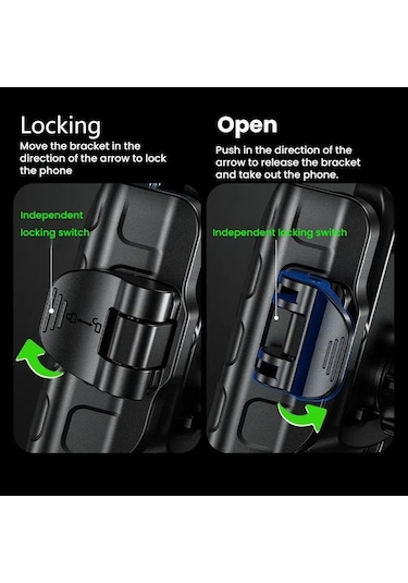 Kewig Motosiklet Bisiklet Blokajsız Cep Telefonu Kamera Navigasyon Braketi M8sp-c2 Siyah