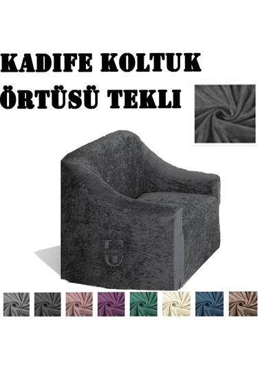 Kadife Koltuk ,kanepe,çekyat Örtüsü,koltuk Kılıfı Tekli Antrasit