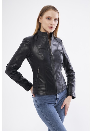 Derinss Dka2325 Hakiki Deri Kadın Siyah Mont 001