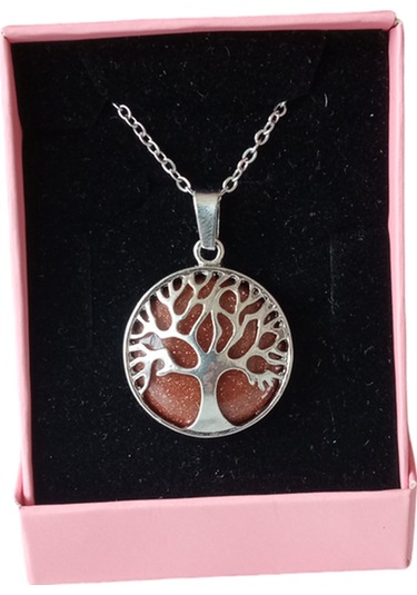 Yıldız Doğal Taşlı Hayat Ağacı Çelik Kolye - Kadın