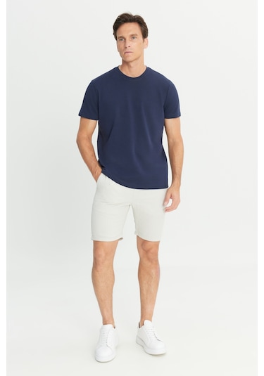 Erkek Lacı Pamuklu Slim Fit Dar Kesim Bisiklet Yaka Tişört Lacı