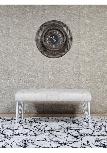 Beyaz Boyalı Tel Ayaklı 90 Cm Puf Bench - Puf - Bench - Kasalı Ot Çok Renkli