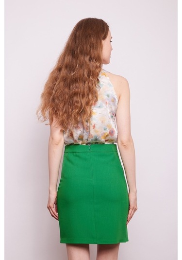 Yüksek Bel Anvelop Kruvaze Pamuklu Likralı Kumaş Kalem Ofis Etek- (544112337)