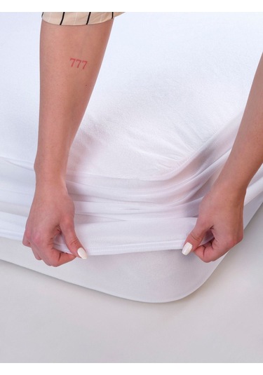 Formeya Alez %100 Pamuk Fitted Su Sıvı Geçirmez Yatak Koruyu Beyaz