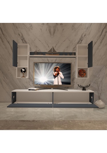 Decoraktiv Eko 5dab Mdf Std Tv Ünitesi Tv Sehpası Beyaz - Antrasit