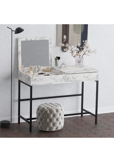 Decormet Linda Makyaj Masası Carrara Marble Mermer - Gri