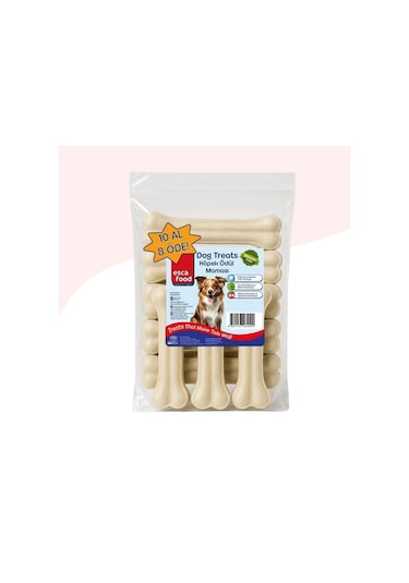 Köpekler İçin 20,5cm Sütlü Çiğneme Ödül Kemiği 10lu Paket