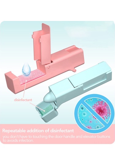 Konesam Pembe Kapı Ve Asansör Düğmesi Dokunmadan Açma Aleti - Abs Malzeme - Enfeksiyon Önleyici Mini Araç Pembe