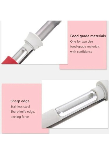 Primepickings 2'lik Meyve Soyma & Çekirdek Çıkarma Aleti - Paslanmaz Çelik Sebze Aleti Beyaz