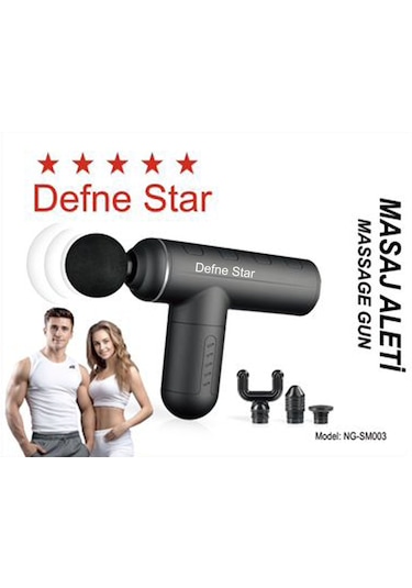 Defne Star Darbeli Titreşimli Şarjlı Masaj Tabancası Siyah