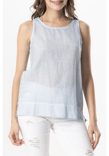 Kolsuz Poplin Zeyno Yazlık Bluz Buz Mavi Bmv Buz Mavi