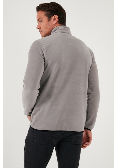 Buratti Slim Fit Yarım Fermuarlı Dik Yaka Erkek Polar 5906003 Gri