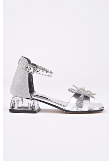 Muggo Lola Cırtlı Ve Simli Günlük Kız Çocuk Sandalet Gümüş