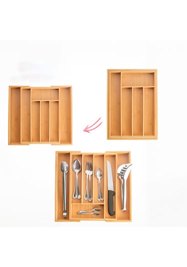 Porsima 07168 Bambu Kaşıklık Ayarlanabilir Çekmece İçi Kaşıklık