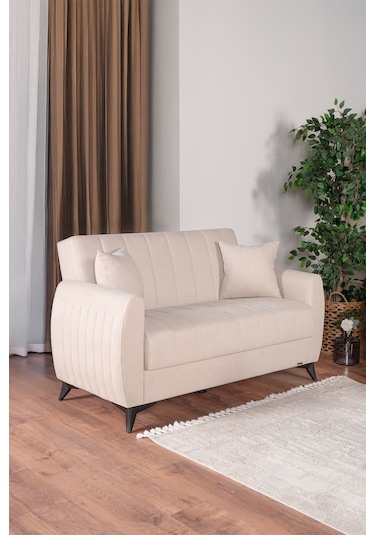 Linda Iki Kişilik Kanepe Yüksek Ayaklı Krem Bej