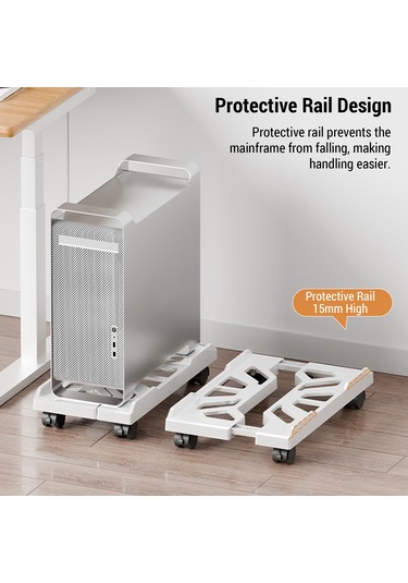 Kangvka Mobil Bilgisayar Kasası Tutucusu - Ev Ve Ofis İçin Genişletilebilir Genişlik, Soğutma Delikleri Ve Frenli Tekerlekler - Aydınlatıcı Beyaz