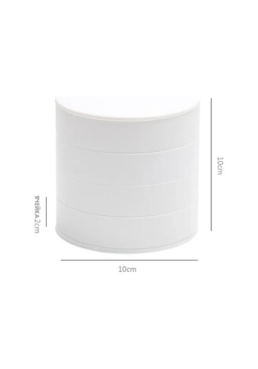 Kangvka 4 Bölmeli Bijuteri Organizer, 10x10x10 Cm Abs Plastik, Güvenli Saklama, Minimalist Beyaz Beyaz