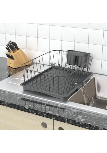 Teknotel Tek Katlı Bulaşıklık Tabaklık Oluklu Tepsi Mat Siyah Kb0 Mat Siyah