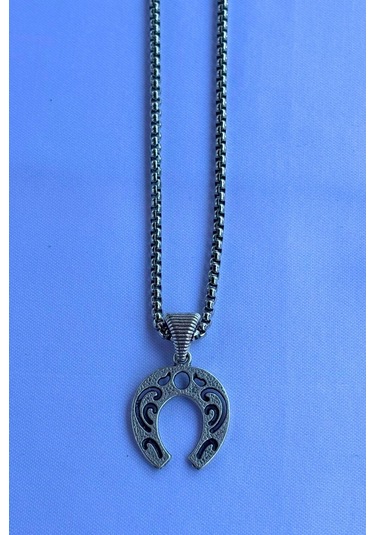 Nal El İşçiliği Paslanmaz Çelik Zincir Erkek Kolye Gümüş