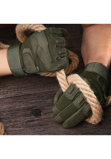 Taktik Tam Parmak Dokunmatik Eldiven-motosiklet-bisiklet-spor-outdoor-eldiven M-haki