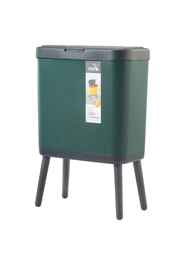 Sones Vitunhoo Tg3450 Uzun Bacaklı Çöp Kutusu Ev Tipi Kapaklı Çöp Kutusu Mürekkep Yeşili Yeşil