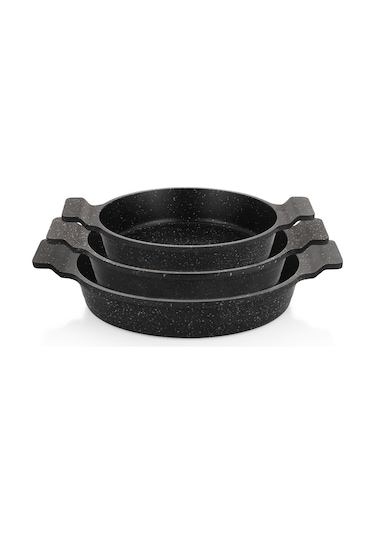 Schafer Trio Döküm Sahan Seti 3'lü Siyah