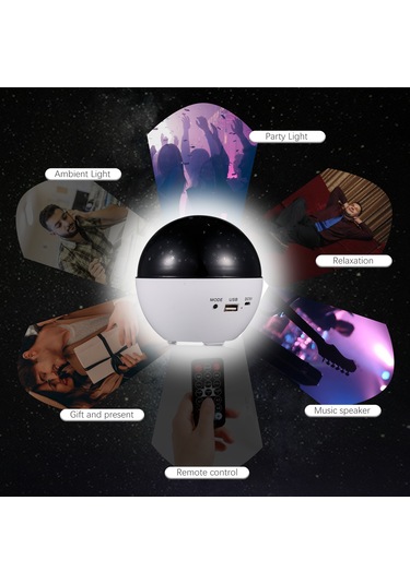 Hfambition Xkl-q3 Usb Şarjlı Bluetooth Müzikli Yıldız Projeksiyon Lambası - Taşınabilir Ve Renkli Işık Efektleri