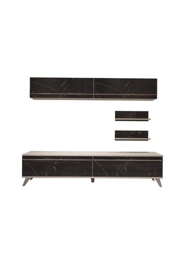 Decoraktiv Eko 5 Mdf Std Retro Tv Ünitesi Tv Sehpası Beyaz - Siyah Mermer
