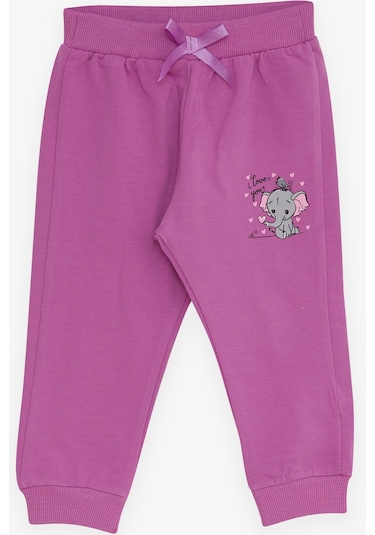 Breeze Kız Bebek Eşofman Altı Bebek Fil Baskılı 6 Ay-2 Yaş, Eflatun